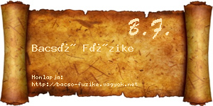 Bacsó Füzike névjegykártya